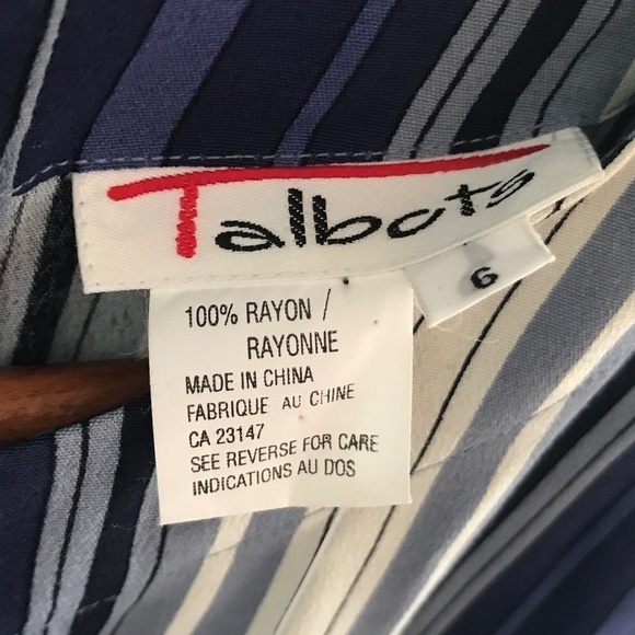 Vintage Y2K NWT Deadstock Maxi Dress Talbots Navy/Gray/Cream Stripes Size L - Picture 3 of 7